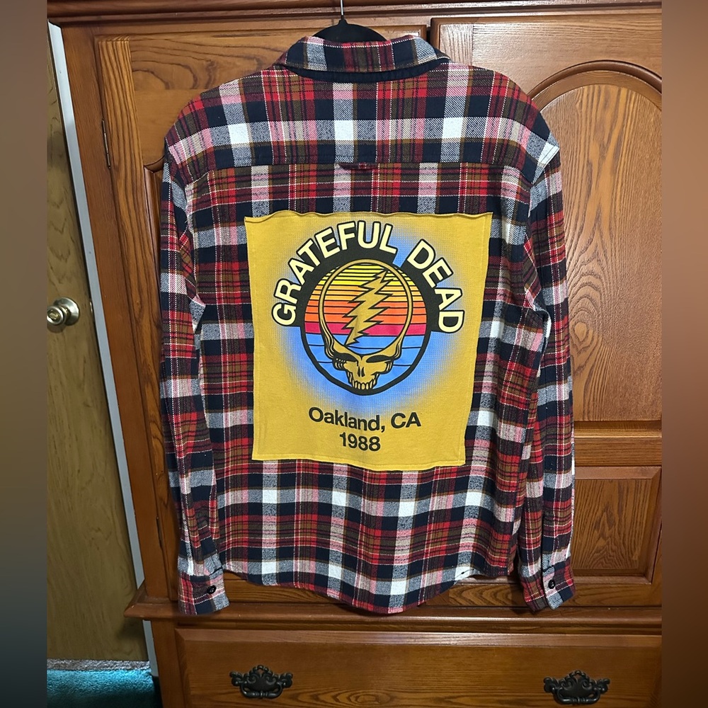 Grateful Dead upcycled flannel tee One of a Kind
